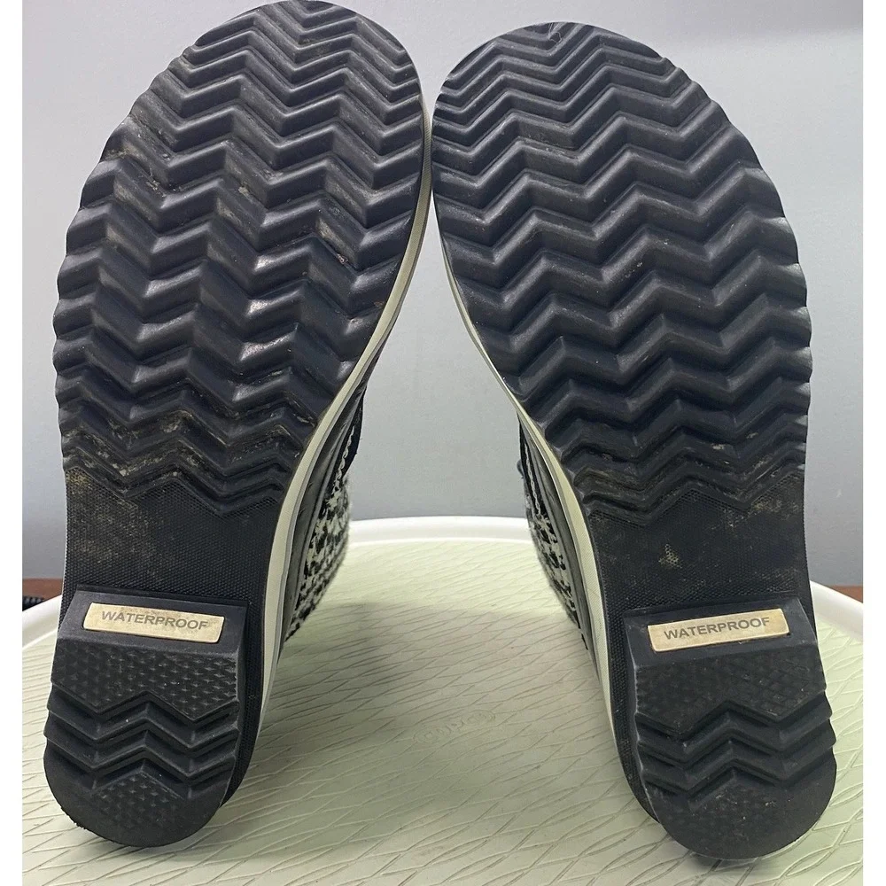 Sorel Tivoli Houndstooth Womens Waterproof Black&White Duck Snow Boots‎ Winter 8